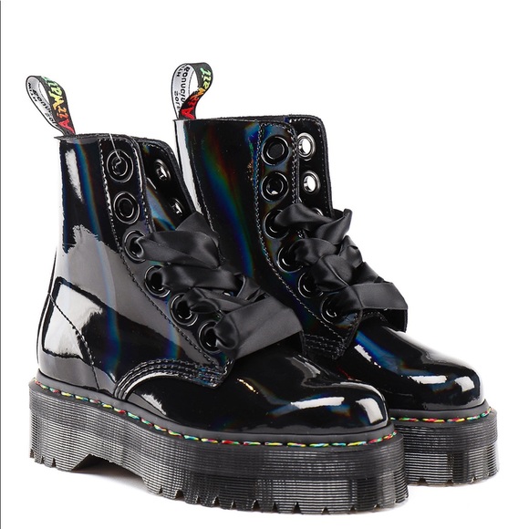 Dr. Martens Shoes - Dr. Martens Boots Molly
Rainbow Patent Holo Black